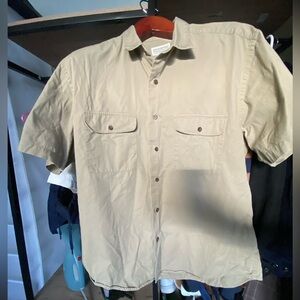 SAFARI Vintage VTG Banana Republic Men's Green Beige Short Sleeve Shirt M Medium
